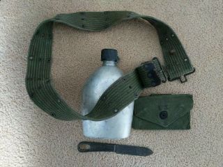Us Army Web Pistol Belt,  Canteen,  First Aid Pouch,  Knife