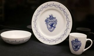 Harry Potter Ravenclaw Ceramic Dish Set Plate Bowl 12oz Mug Blue White