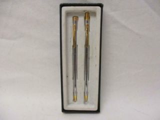 Pierre Cardin Pen And Mechanical Pencil Set Chrome And Gold - Toned Writing Tools