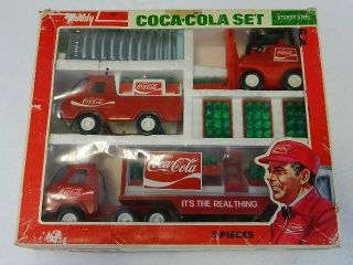 Coca Cola Vintage Buddy L 1976 Box " Brute " Steel Vehicles 5 Piece Set