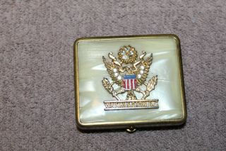 Ww2 Washington,  Dc Compact W/u.  S.  Army Eagle On Mother Of Pearl Lid