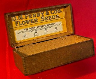 Nm2) Vtg Df Ferry & Co Flower Seed Wooden Box 1906 Calvert Litho Co Detroit