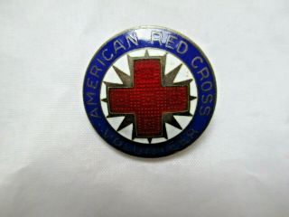 Wwii Sterling American Red Cross Volunteer Badge Lapel Pin Bb Co.  Vintage 925d