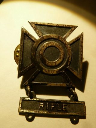 Ww2 Us Army Rifle Vintage Pin 1/20 Silver Filled Military Issue Badge Medal Wwii