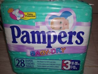 Vintage Pampers Diapers Plastic Baby Dry Size 3 From 1998