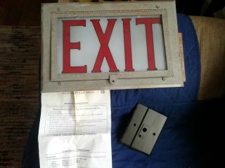 Very Cool Vintage 10 " X 15 " Exit Sign - 2 Lights - Brackets