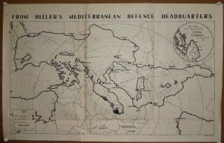 India Ww2 War Propaganda Poster Hitler’s Mediterranean Defence Hq 17“ X 27“
