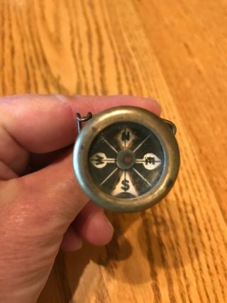 Ww2 Era Marbles Brass Pin - On Compass Gladstone Michigan