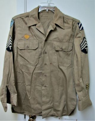 Ww2 Us Army Dress Shirt Technician Fourth Grade,  3rd And 36th Infantry
