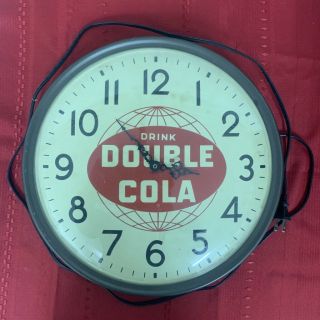 Vintage Retro 1950s Double Cola Soda Advertising Electric Wall Clock