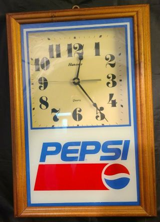 Pepsi Cola Soda Hanover Quartz Clock Ad Vintage Collectable K72