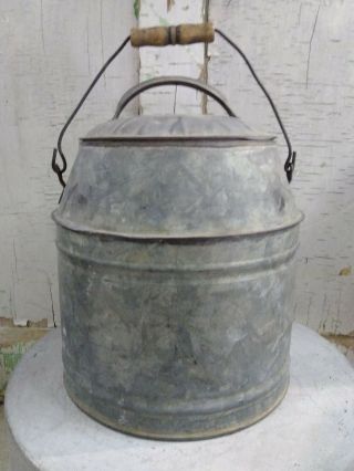Vintage Rustic Farmhouse Galvanized Metal Cream Milk Can W/ Lid And Handle