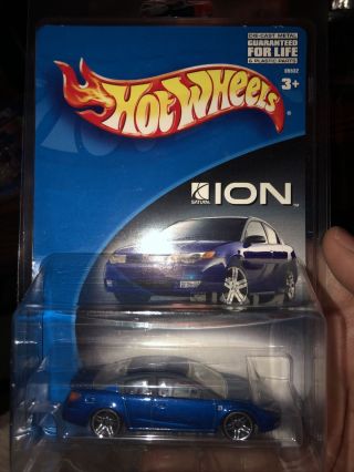 2002 Hot Wheels Die - Cast The Saturn Ion Quad Coupe Toy Car Blue In Protector