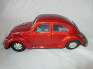 Vintage VW Volkswagen Metal Toy Tin red battery operated non - 8.  75 inch 2