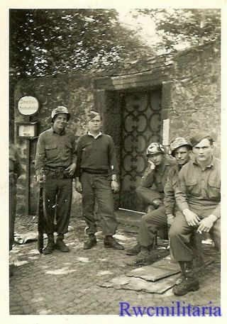 Group of US Army Troops w/ Medic on Street; WETZLAR,  Germany 1945 2