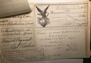 Harry Blackstone Sr.  1926 Receipts For Purchase Of 100,  Rabbits (kids 