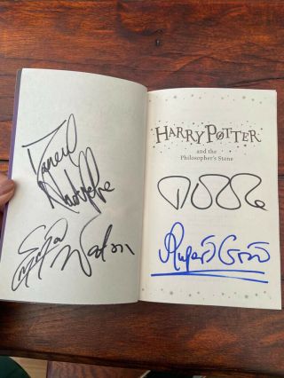 Signed Harry Potter Book Hand Signed By Jk Rowling,  Radcliffe,  Watson And Grint