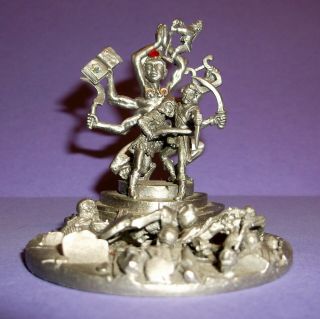 Vintage Pewter Figurine Hindu Goddess Circa 1992 Signed Tom Meier Rf3007