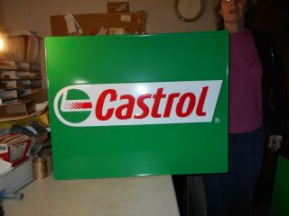 Castrol Oil Sign Aluminum Embossed 30 " X 24 " Single Sided.  Don 