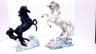 Princeton Gallery Thunder And Lightning Unicorn Horse Porcelain Figurines 1995