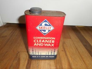 Vintage Skelly Gas Oil Combination Cleaner Wax Tin Station Advertising Auto Can