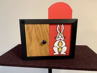 Vintage Magic Fraidy Cat Rabbit.  Made In Wood With Unique Sliding Doors 2