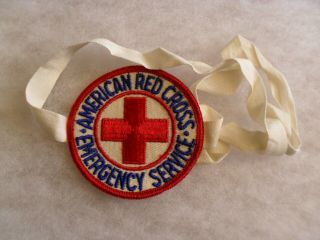 Wwii Era Red Cross Emergency Service Patch With Thin Cotton Ties As Armband
