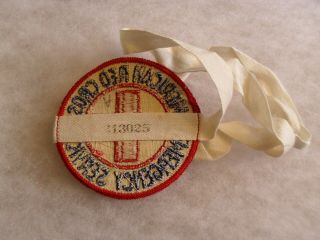 WWII ERA RED CROSS EMERGENCY SERVICE PATCH WITH THIN COTTON TIES AS ARMBAND 2