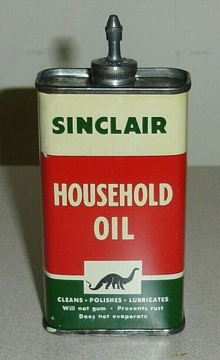 Vintage Black Dino Sinclair Lead Top Household Oil 4 Oz Can - Handy Oiler Tin