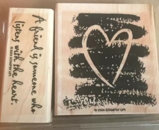 Stampin Up 2004 Listen With The Heart 2 Wood Mounted Rubber Stamp Set Su Stamps