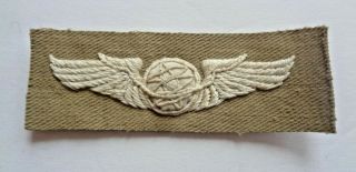 Wwii Us Army Air Corps,  Navigator Wing,  Sewn On Khaki Material,  3 1/2 " X 1 1/4 ",
