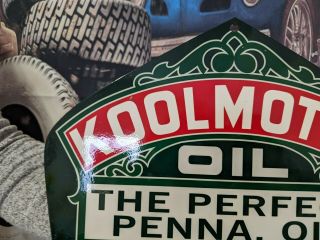VINTAGE CITIES SERVICE KOOLMOTOR OIL PORCELAIN ENAMEL GAS PUMP HEAVY METAL SIGN 2