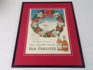 1951 Old Forester Whiskey Christmas Framed 11x14 Vintage Advertisement