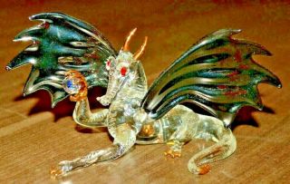 Glass Baron Jewel Keeper Dragon Gold Rim Crystal Eyes Magic