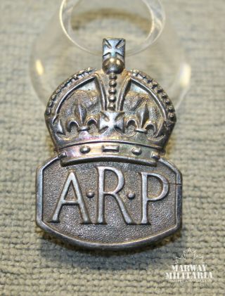 British,  Arp Air Raid Precautions Badge,  Sterling Silver (inv 24390)