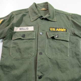 Vintage Ww2 Us Army Button Uniform Shirt With Patches Sanforized Metal Buttons