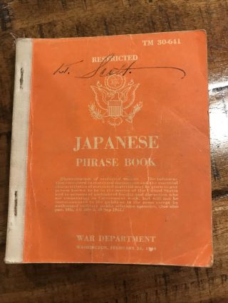 Wwii Us Army Japanese Phrase Book
