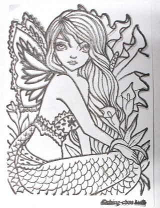 Ching Chou Kuik Dark Royalty Mermaid Rubber Stamp Mermaids Seasiren Unmounted