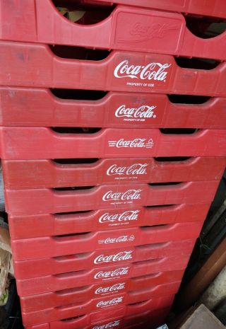Group Of 4 Vintage Coke Coca Cola Plastic Bottle Carrier Case Trays Crate 1990s