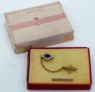 Ww2 Vintage Us Army Air Force Metal 2 - Pc Enamel Sweetheart Pin Badge