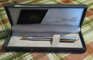 Vintage Colibri Silver And Gold Tone Pen W/box Ex/nm
