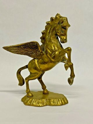 Vintage Brass Rearing Pegasus Statue - Mythical Winged Horse