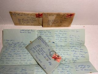 WW2 WWII Correspondent Love Letters Between Wife & Soldier Husband AIR MAIL - B4T 3