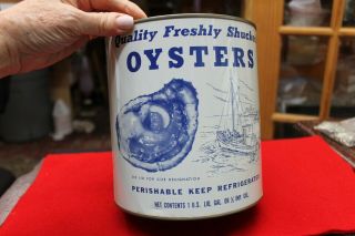 Vintage Gallon Oyster Tin Can Baltimore Plainview Packing Co.  Va.