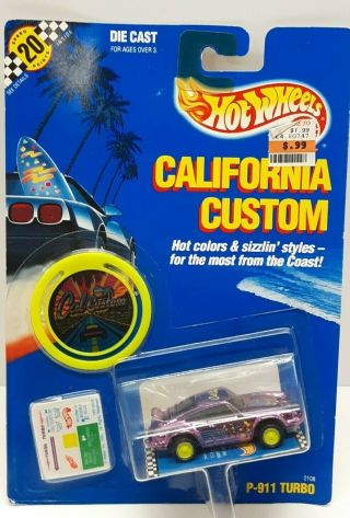 Vtg.  Mattel Hot Wheels California Custom 1989 P - 911 Turbo