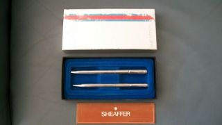 Vintage Sheaffer White Dot Ball Point Pen And Pencil Set