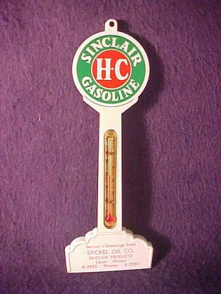 Vintage Sinclair H - C Pole Thermometer Stickel Oil Co.  Lacon,  Il.