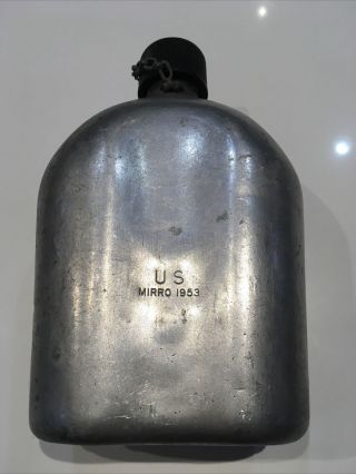Wwii Type Korea War Era U.  S.  Army Canteen Stamped Mirro 1953 Aluminum