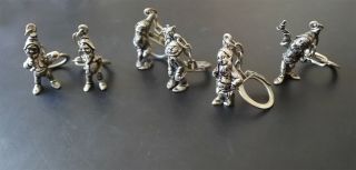 Fairy Tale 1960s Set Of 6 Metal Gnomes - Dwarfs Keychain 