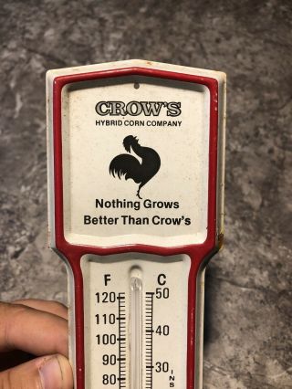 Vintage Crow ' s Hybrid Corn Company Outdoor Advertising Thermometer Farm Rooster 2